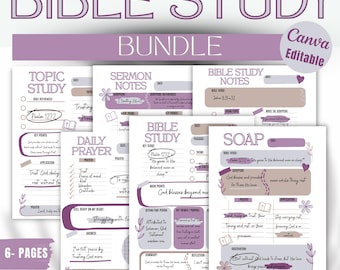 Bible Study Bundle – Editable Canva Bible Study Templates, SOAP Method, Chapter Summaries, Faith Growth, Printable Digital PDF