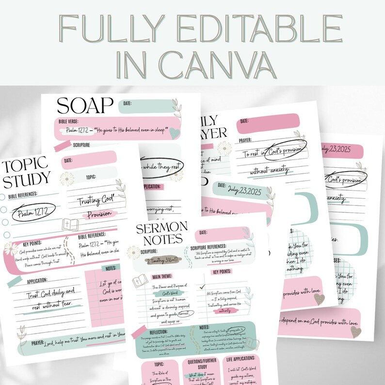 Scripture Study Plan Mockups Editable Bible Study Template Bundle Canva,faith Growth, 6 Templates ...