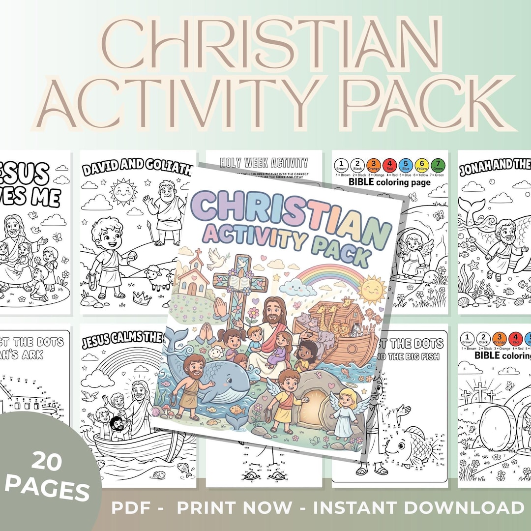 Christian Activity Book for Kids, Bible Coloring Pages PDF, Jesus ...