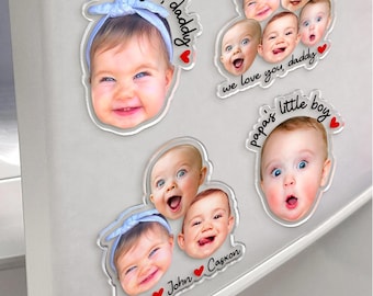 Personalized Baby Face Magnet, Fathers Day Gift, Custom Baby Photo Acrylic Magnet, Grandpa Gift from Baby