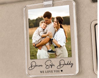 Fathers Day Gifts, Custom Dad Photo Car Visor Clip, Dad Visor Clip, Drive Safe Daddy, Dad Gift From Kids