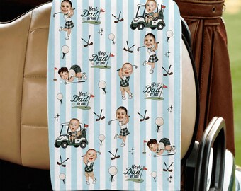 Personalized Golf Towel, Best Dad By Par Towel, Custom Kids Photo Golf Towel for Dad, Father's Day Golfing Keepsake, Funny Dad Gift