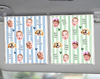 Custom Photo Dad Visor Clip, Fathers Day Gifts for Dad, Personalized Baby Face Photo Car Visor Clip, Drive Safe Daddy, New Dad Gift