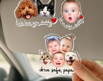 Dad Visor Clip, Personalized Fathers Day Gift for Dad, Baby Face Photo Car Visor Clip, Drive Safe Daddy, Gift for Husband, New Dad Gift