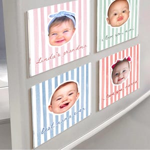 Custom Baby Face Photo Magnet, Mother's Day Gift for Grandma, Preppy Photo Fridge Magnet, New Grandma Gift
