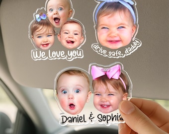 Personalized Baby Face Photo Car Visor Clip, Dad Visor Clip, Fathers Day Gift for Dad, Drive Safe Daddy, Gift for Husband, New Dad Gift