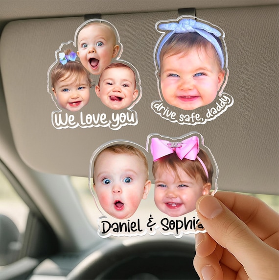 Personalized Baby Face Photo Car Visor Clip, Dad Visor Clip, Fathers Day Gift for Dad, Drive Safe Daddy, Gift for Husband, New Dad Gift