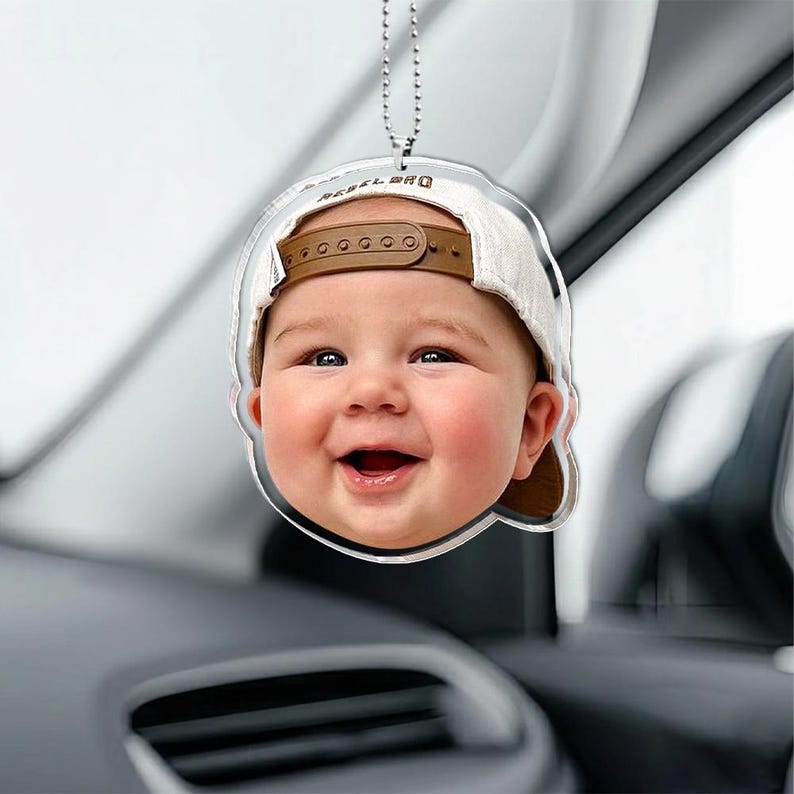 Personalized Baby Face Photo Magnet, Grandma Gifts, Custom Baby Photo Acrylic Magnet, Gift for Grandma from Grandkids Car Ornament