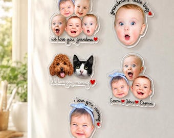 Personalized Baby Face Photo Magnet, Grandma Gifts, Custom Baby Photo Acrylic Magnet, Gift for Grandma from Grandkids