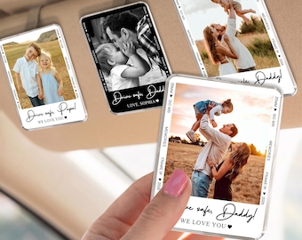 Fathers Day Gifts For Dad Photo Car Visor Clip, Drive Safe Daddy, Custom Photo Dad Visor Clip, Husband Gift, Baby Photo Car Sun Visor