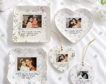 Personalized Mother of The Bride Gift, Picture Jewlery Plate, Custom Mom Photo Jewelry Dish, Wedding Gifts for Mom, Mom Gift