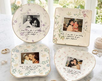 Custom Mom Photo Jewelry Dish, Mother of The Bride Jewelry Tray, Mothers Day Gift, Wedding Gift, Custom Ring Ceramic Dish with Picture