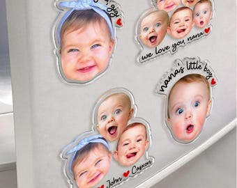 Personalized Baby Face Photo Magnet, Mothers Day Gifts for Grandma, Custom Photo Acrylic Magnet, Grandma Gift from Grandkids