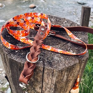 Handmade dog leash with autumn motif – Halloween motif, Halloween, autumn, autumn pumpkin leash for dog, optionally with collar in the set
