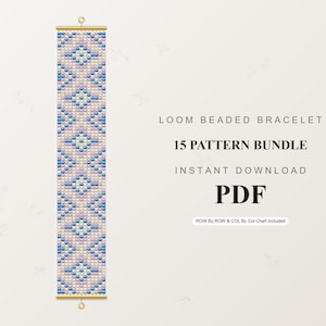 15 söta mönster för pärlvävda armband i PDF-format | Mönster för vävda armband | Armband med fröpärlor | Direkt nedladdning | Miyuki Delica 11/0