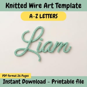 Printable wire art letter templates: cursive alphabet in uppercase and lowercase and font guides