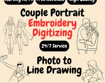 Personalized Photo to Line Art Embroidery Design: Custom Portrait (PES, DST, etc.)