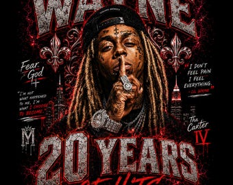 Lil Wayne 2026 Tour T-Shirt PNG Design: Hip Hop Rapper Digital File Instan Download