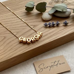 Personalised Mini Bubble Letter Initial Name Necklace 14k Gold or Silver Plated - Tarnish Resistant