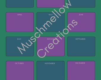Jewel Tones - Blank Year at a Glance