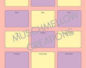 Blank Year at a Glance - Pastel Sorbet