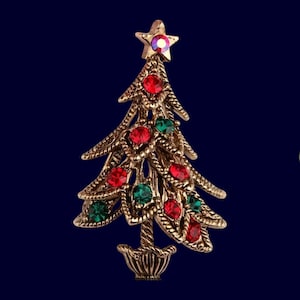 Vintage Jewelry Brooch Beautiful Christmas Tree Brooch, Christmas Brooch, Sparkle Brooch, Tree Brooch, Ruby Style Brooch, Vintage Brooch