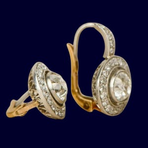 Orecchino Art Deco con diamante Moissanite rotondo, orecchino a goccia con chiusura a leva, orecchino Milgrain antico, orecchino a goccia pendente per donna, regalo di compleanno