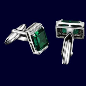 May Birthstone Green Emerald Cufflinks For Him, Cufflinks for Man, Emerald Green Gemstone, Groom Wedding Jewelry Men&#39;s Suit Accessories Gift