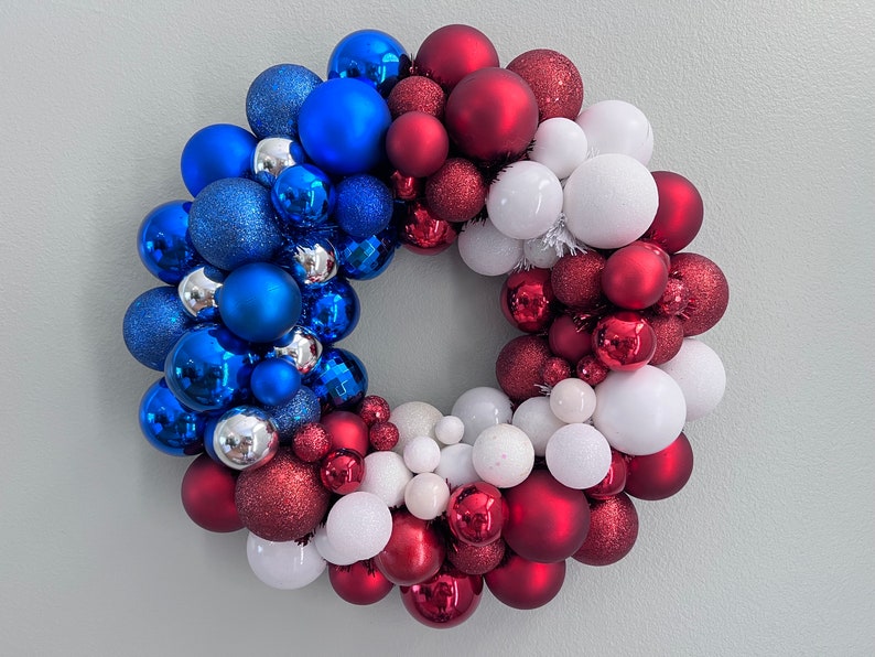 USA FLAG PATRIOTIC Ornament Wreath 4th of July wreath Memorial Veterans Day 1 image 1