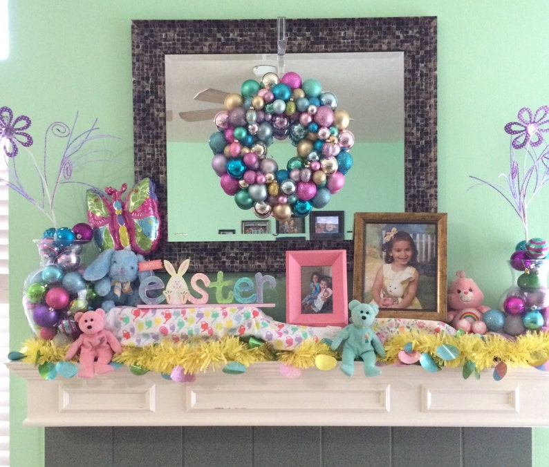 EASTER Wreath Spring Egg Wreath Ornament Wreath--MacKenzie-Childs Easter Egg Yellow