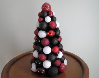 Cardinals Black Red White Team FOOTBALL Shatterproof Tree Cardinals