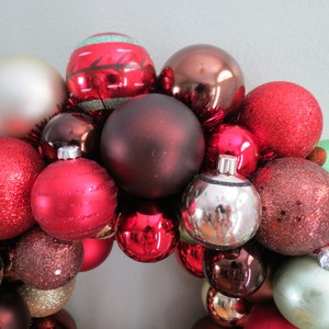 Christmas Wreath WOODLAND CHRISTMAS Red Brown, Mocha, Green & Champagne Ornament Wreath with REINDEER Ornament image 3