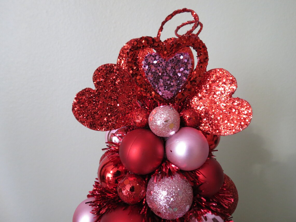 VALENTINE TABLE Top TREE 17 Red Pink Ornament Tree Etsy