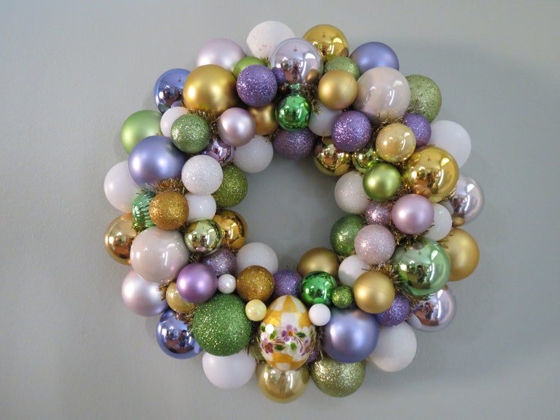 EASTER Wreath Spring Egg Wreath Ornament Wreath--MacKenzie-Childs Easter Egg Yellow