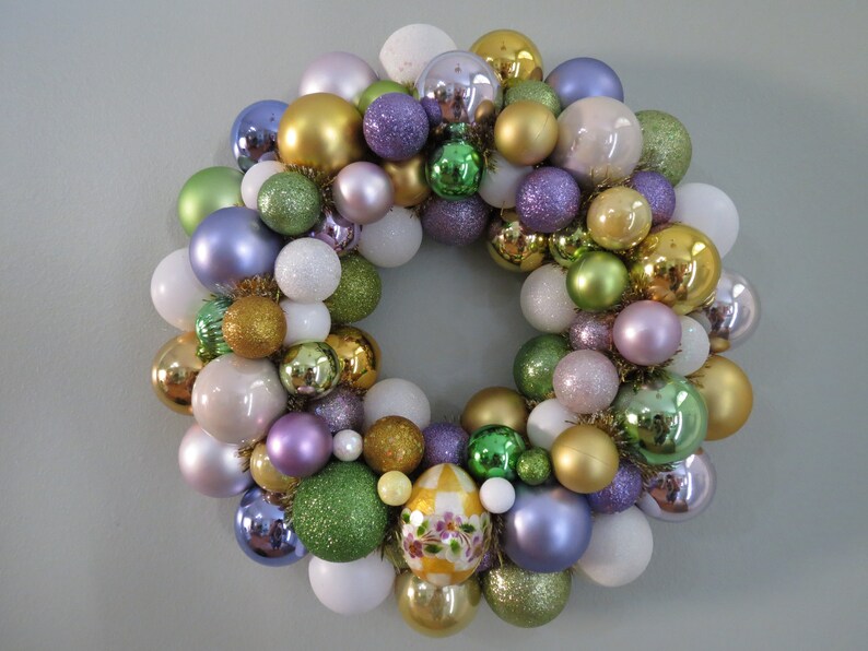 EASTER Wreath Spring Egg Wreath Ornament Wreath--MacKenzie-Childs Easter Egg Yellow