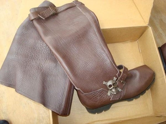 Brown Captain Pirate Men's Boots - Faux Suede Medium - Costume Boots For Pirate Outfits