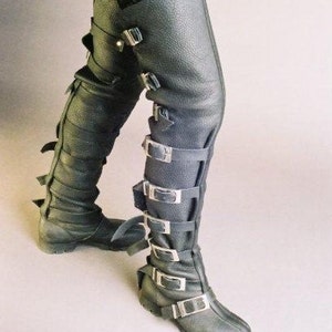 Thigh High Buckle Boots, Steam punk image 1