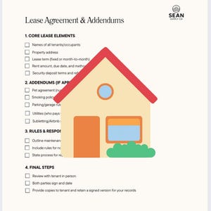 50% OFF | Rental Lease Agreement | Landlord Printable Form | Lease & Addendum Checklist