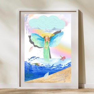 Angel Over Water | Watercolor Printable Wall Art | Calm Decor