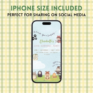 Ghibli and Friends Digital Birthday Invitation | Edit on Canva | Downloadable image 3