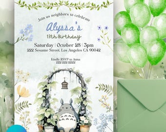 Totoro Birthday Invitation Template: Ghibli Evite (Digital Download)