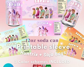 Kpop Birthday Party Favor Labels: Soda Can Wrappers (Digital Download)