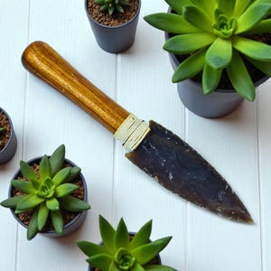Von Hand gefertigtes, ausgefallenes Ritualmesser aus Jaspis: 23 cm Wicca Athame, gotisches Altar-Werkzeug