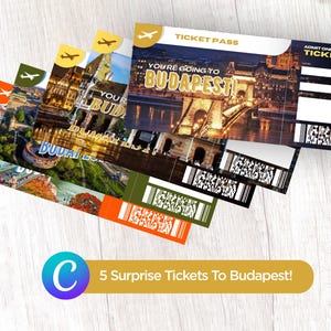 Surprise Budapest Trip Tickets: Editable Boarding Pass Gift (Instant Download)