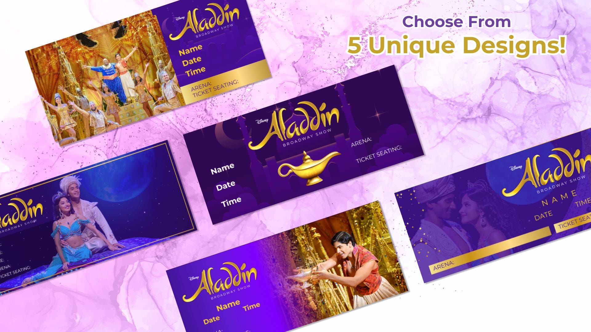 Aladdin Broadway Show Ticket Template: Editable Canva Design (2024 ...