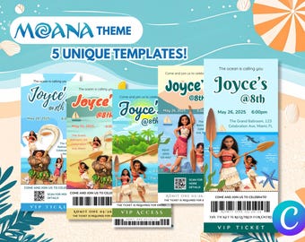 Invitación de cumpleaños de Moana: Pase para fiesta de aventura en el océano (descarga digital)