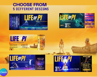 Life of Pi Broadway Ticket Invitations: Editable Event Pass Set (Digital Download)