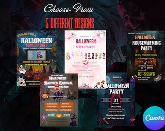 Halloween Invitation Card – Editable Spooky Party | Printable Costume Event Invite (Instant Download)