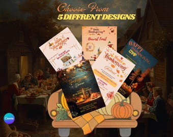 Editable Thanksgiving Invitation Card: Fall Dinner Party (Digital Download)