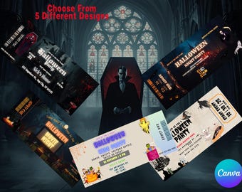 Halloween Ticket Invitation – Editable Spooky Party Pass | Printable Costume Event Invite (Instant Download)